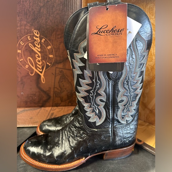 Lucchese Black ostrich Boots - Picture 1 of 5